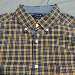 NAUTICA Yellow Blue Plaid Oxford Shirt